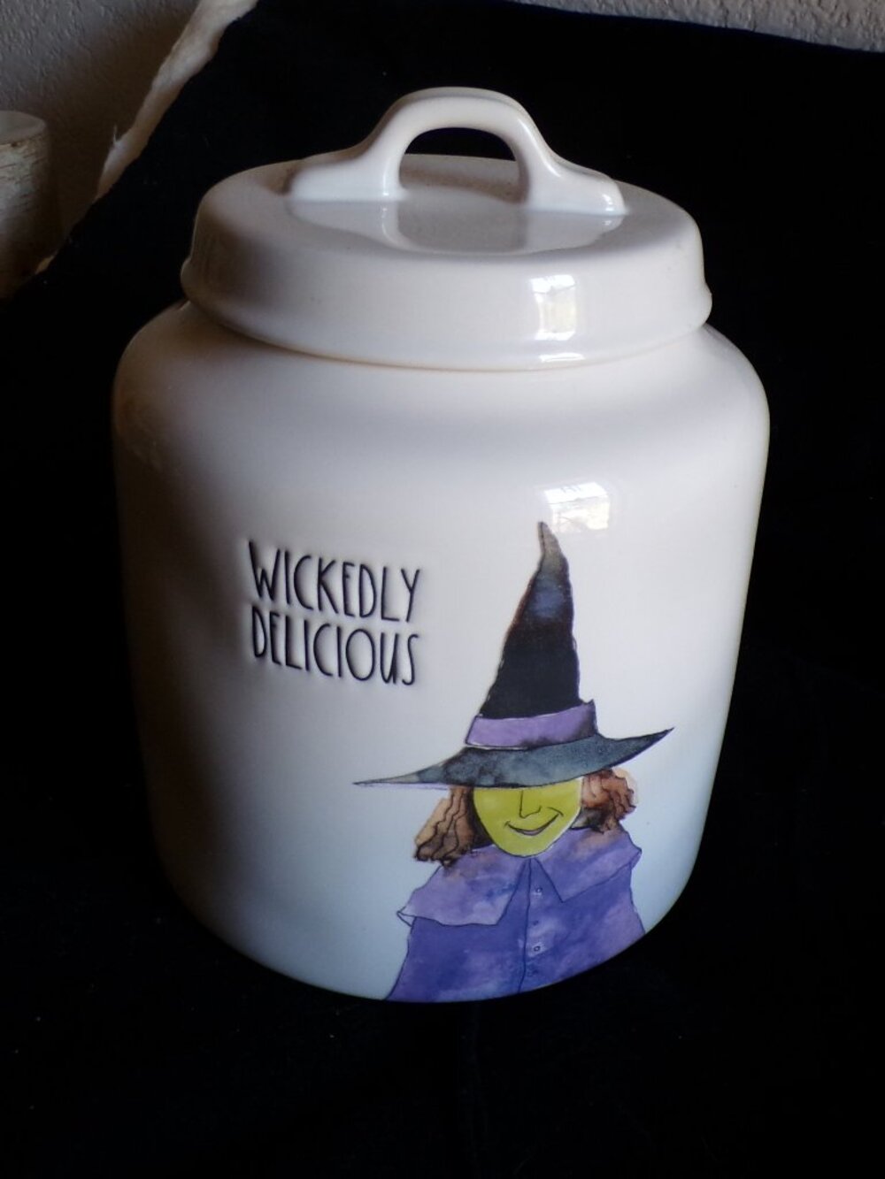 Witch Wickedly Delicious Halloween Cookie Jar Rae Dunn Canister Candy Jar RARE!